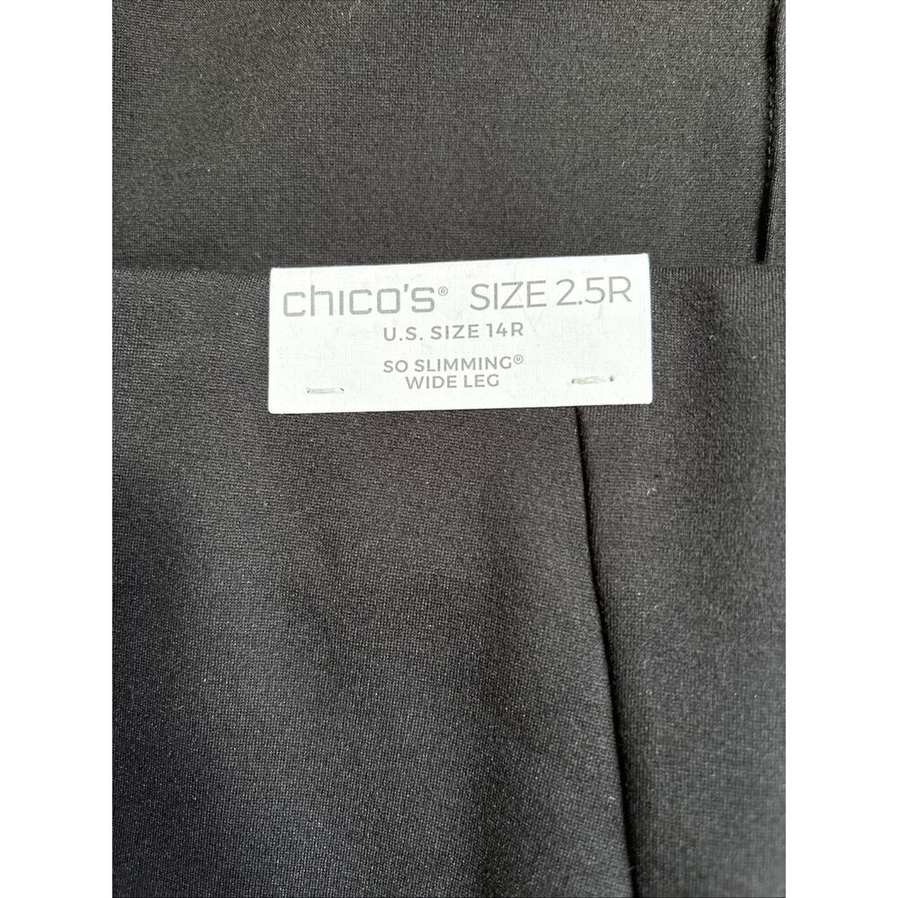 NEW Chico's So Slimming Wide Leg Ankle Pants Sz 14 Black Pull On Pintuck Stretch - Picture 7 of 10